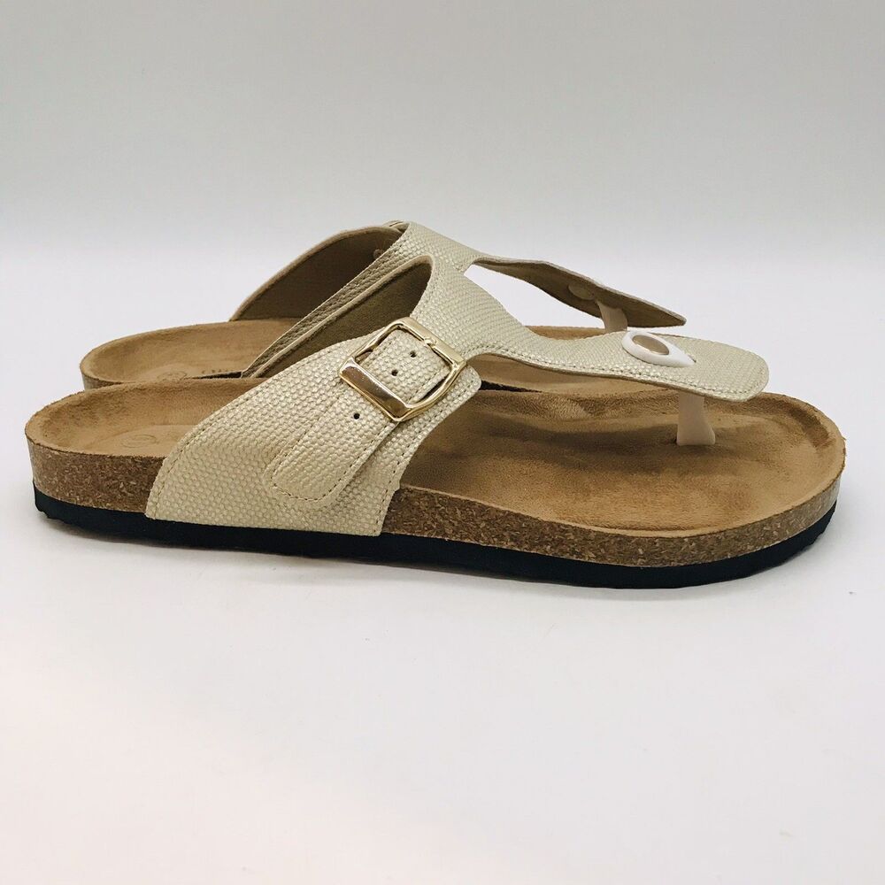 NEW Olivia & Kate Thong Sandals Women's 6.5 Pearl White Buckle Toe Post Shoes